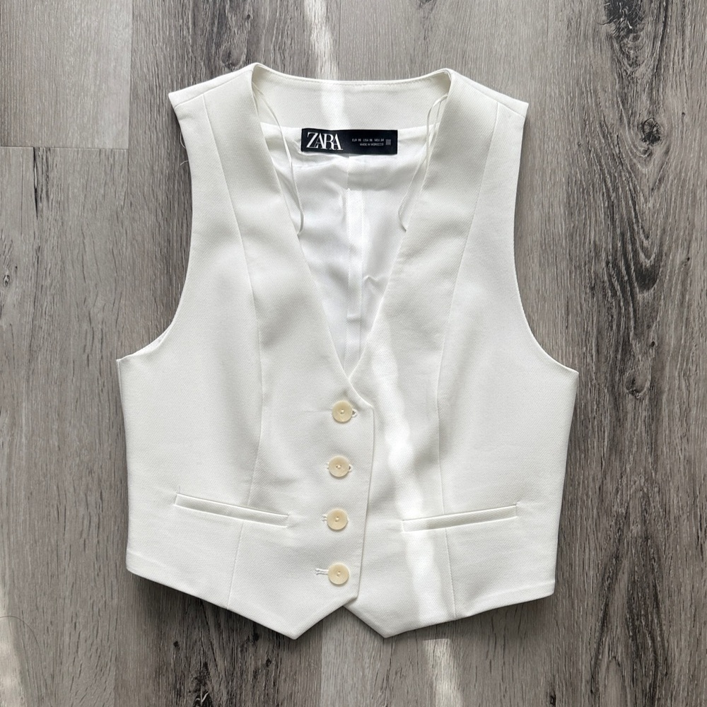 Zara Cream Buttoned Vest